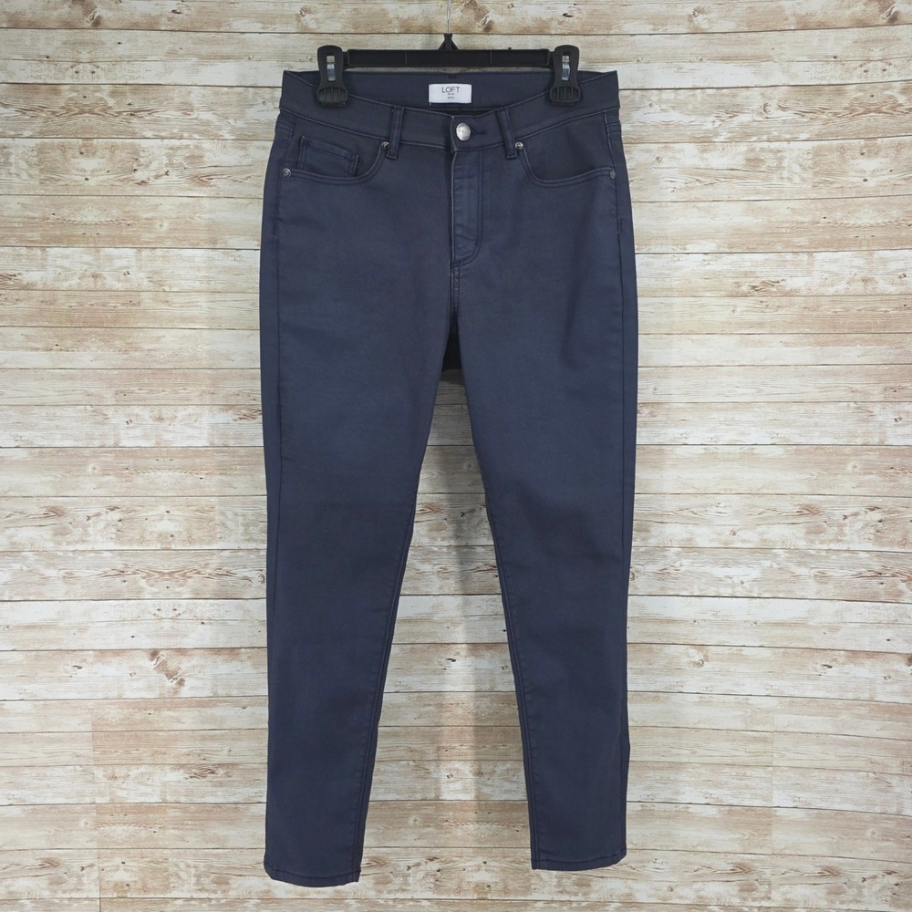 Loft Outlet Jeans Size 6P Skinny Mid Rise Sateen Dark Wash Stretch Blue Pants